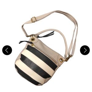 FOSSIL Black White Gray Leather Crossbody